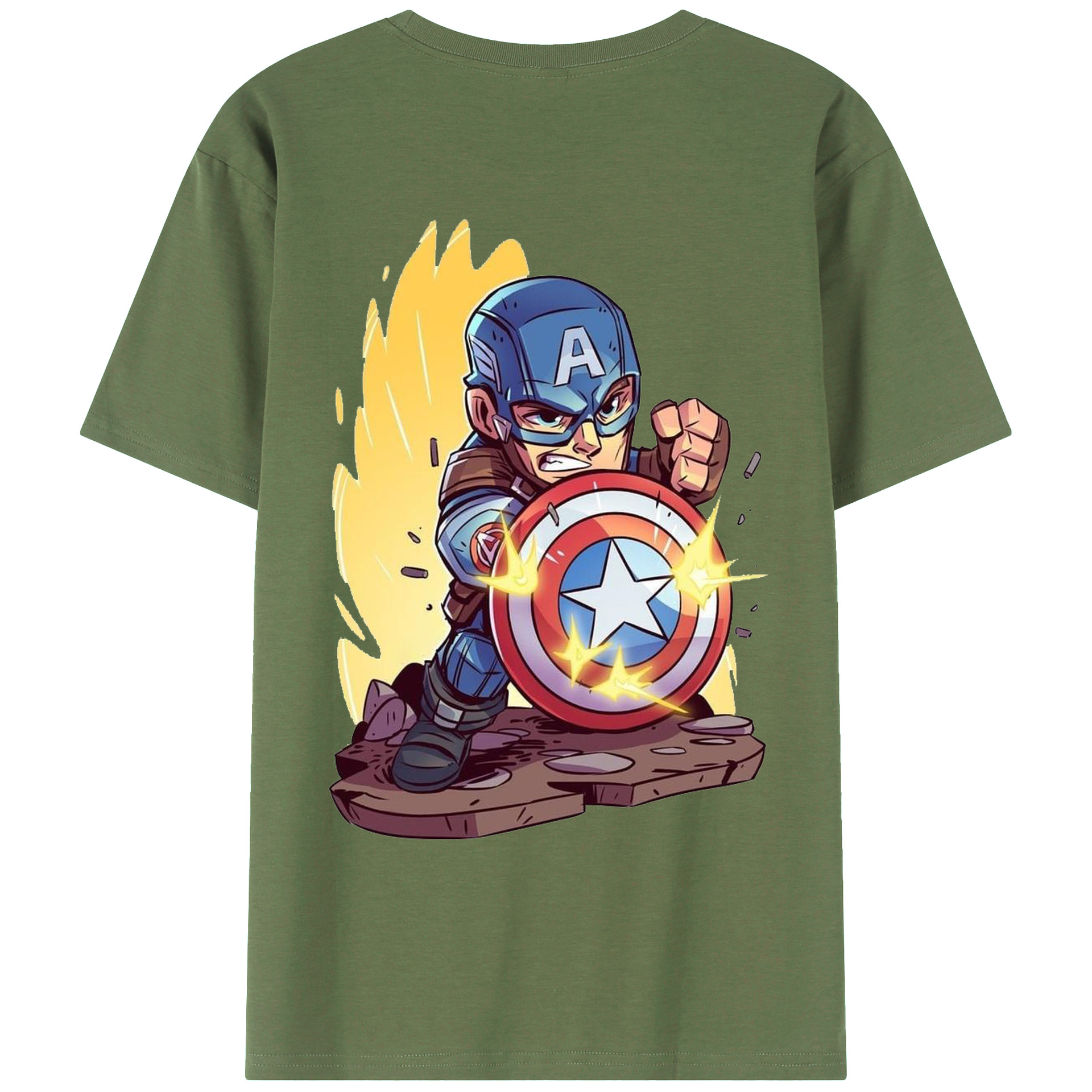 （画像用） アベンジャーズ The Avengers 綿100％ メンズ半袖Tシャツ（バックプリント） 通気性